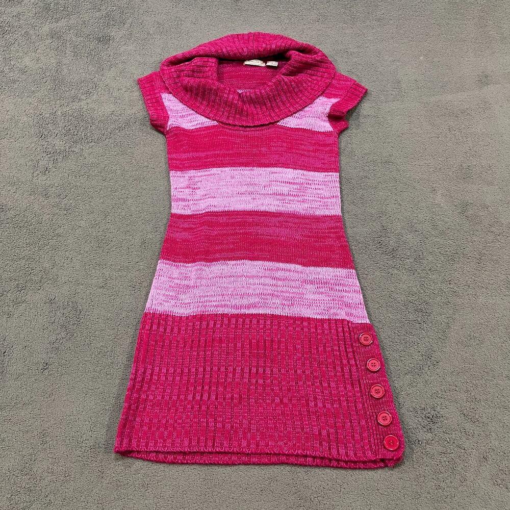 Hollywood & Vine Magenta Pink Cowl Neck Striped Sweater Dress Women's Size S